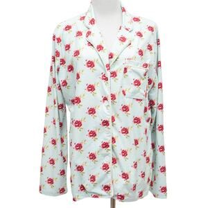 Sweet Honey Floral Print Button Up Pajama Top Size Medium